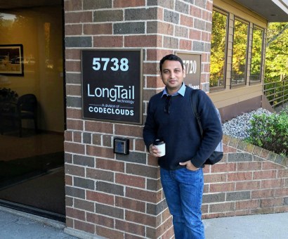 Kinkar Saha outside the office of LongTail Technology, the US division of CodeClouds